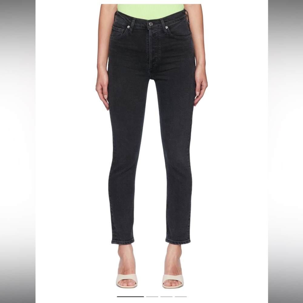 Agolde Nico high rise slim fit washed black denim sz 26